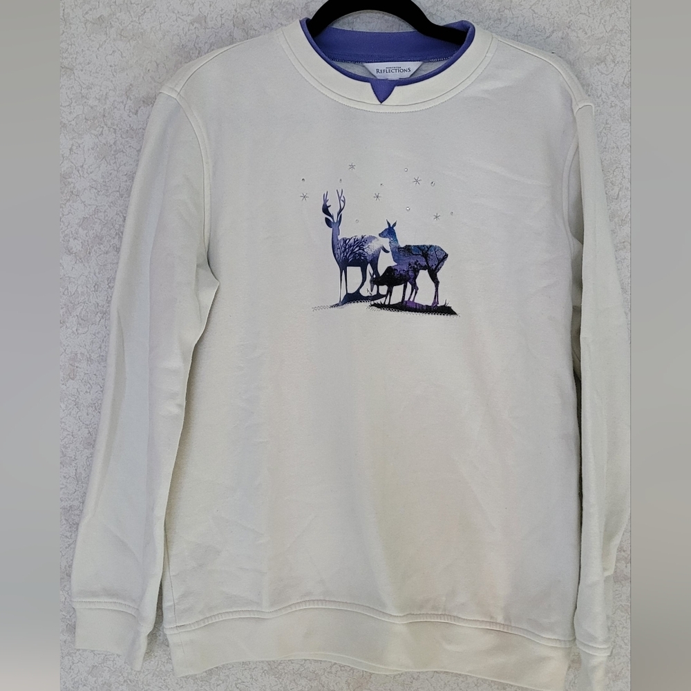 Northern Reflections Sweatshirt with Deer Design Embellished Grandmacore S